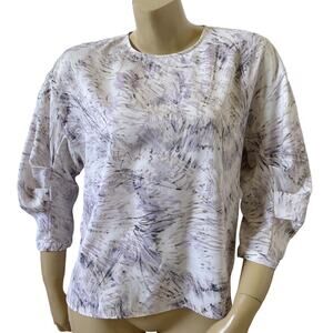 Worthington Balloon Sleeve Abstract Print Blouse Size Small